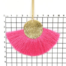 Load image into Gallery viewer, THSJ1189X:Aqua Blue : Fan Tassels Necklace