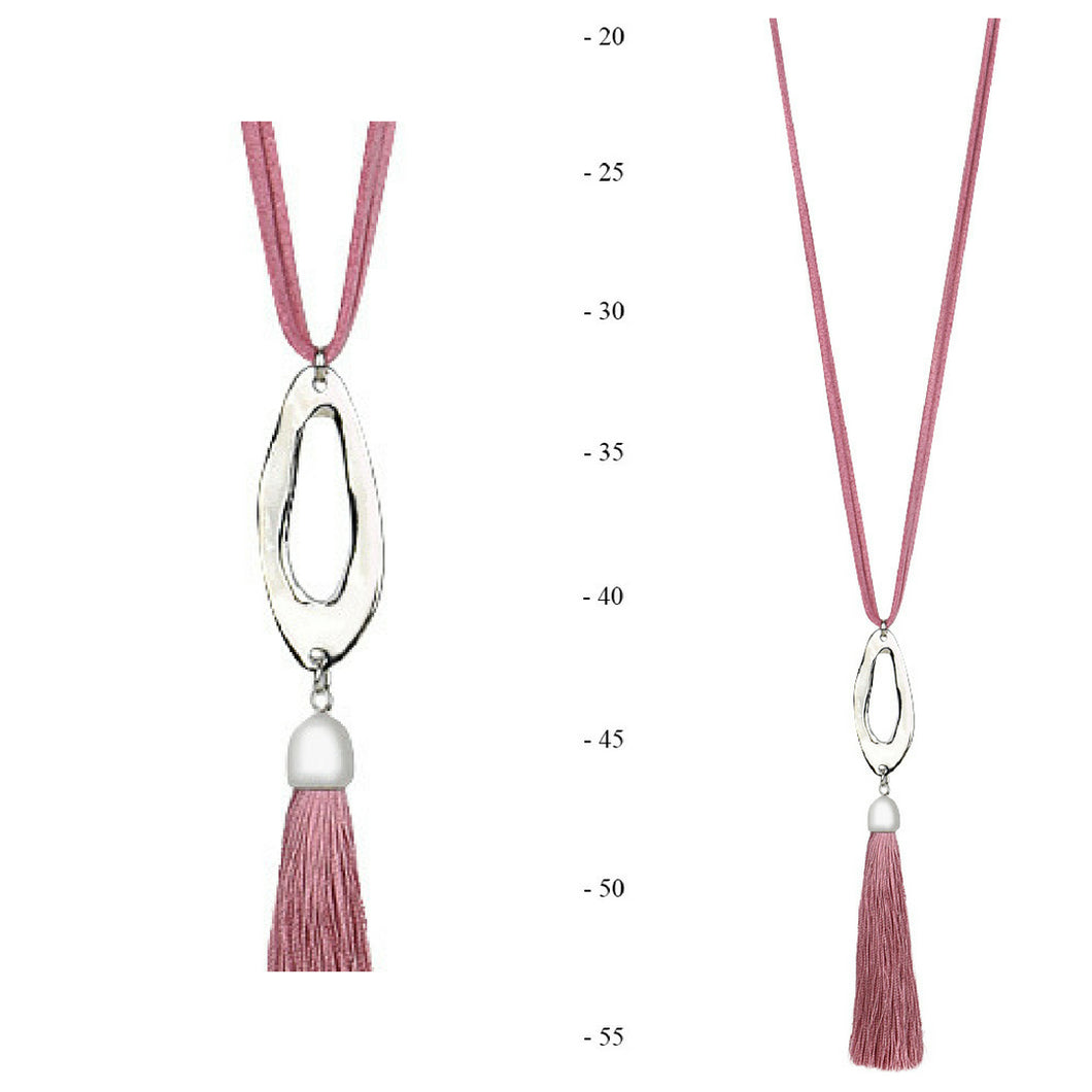 Oval Frame Pendant Necklace | Dusty Pink