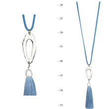 Load image into Gallery viewer, THSJ1193:French Blue: Oval Frame Pendant Necklace