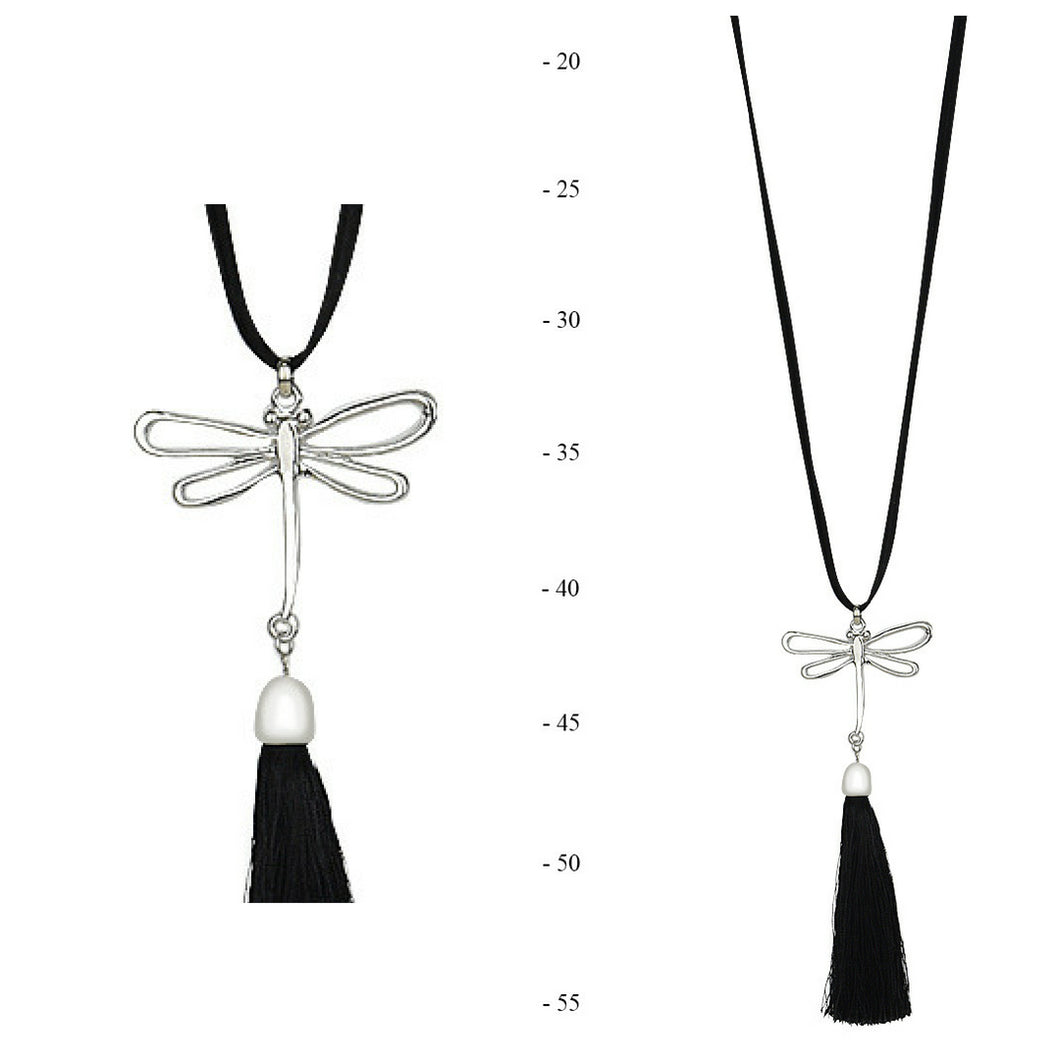 Dragonfly Pendant Necklace | Black