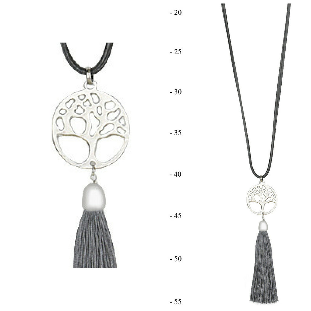 Tree of Life Pendant Necklace | Grey