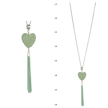 Load image into Gallery viewer, Lava Rock Heart Pendant Necklace | Mint
