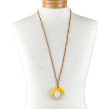 Load image into Gallery viewer, THSJ1280: YellowMustard: Resin & Wood Circle Pendant Necklace