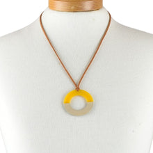 Load image into Gallery viewer, THSJ1280: YellowMustard: Resin & Wood Circle Pendant Necklace