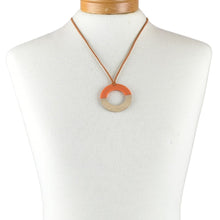 Load image into Gallery viewer, THSJ1282: Burnt Orange: Resin & Wood Circle Pendant Necklace