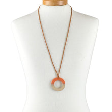 Load image into Gallery viewer, THSJ1282: Burnt Orange: Resin & Wood Circle Pendant Necklace