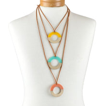 Load image into Gallery viewer, THSJ1282: Burnt Orange: Resin & Wood Circle Pendant Necklace