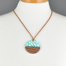 Load image into Gallery viewer, THSJ1284: Aqua: Wood Resin Pendant Necklace
