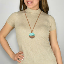 Load image into Gallery viewer, THSJ1284: Aqua: Wood Resin Pendant Necklace