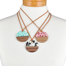 Load image into Gallery viewer, THSJ1285: White: Wood Resin Pendant Necklace
