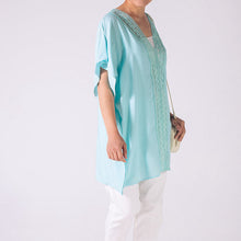Load image into Gallery viewer, THSK1057: Baby Blue: Lace Kaftan Top