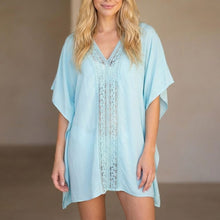 Load image into Gallery viewer, THSK1057: Baby Blue: Lace Kaftan Top