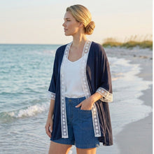 Load image into Gallery viewer, THSK1059: Navy: Lace Kimono