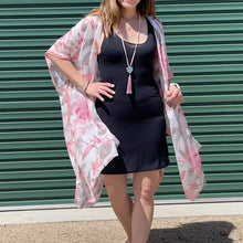 Load image into Gallery viewer, THSK1062: White: Floral Print Kimono