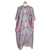 Load image into Gallery viewer, THSK1063: Grey: Floral Print Kimono