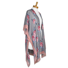 Load image into Gallery viewer, THSK1063: Grey: Floral Print Kimono