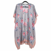 Load image into Gallery viewer, THSK1063: Grey: Floral Print Kimono