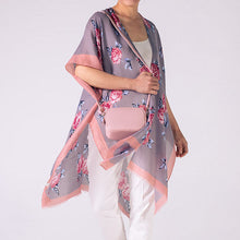 Load image into Gallery viewer, THSK1063: Grey: Floral Print Kimono