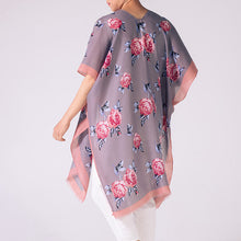 Load image into Gallery viewer, THSK1063: Grey: Floral Print Kimono