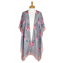 Load image into Gallery viewer, THSK1063: Grey: Floral Print Kimono