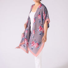 Load image into Gallery viewer, THSK1063: Grey: Floral Print Kimono