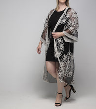 Load image into Gallery viewer, THSK1066: Black: Floral Lace Kimono