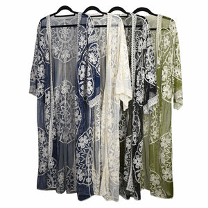 Floral Lace Kimono | Navy