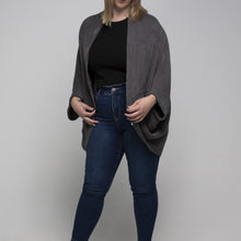 Load image into Gallery viewer, THSP1028: Grey: Bat Wing Cardigan Cape