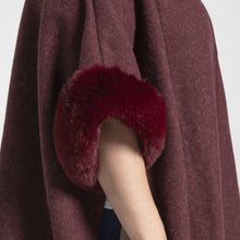Load image into Gallery viewer, THSP1042: Burgundy: Faux Fur Hooded Poncho - J'adore Gifts