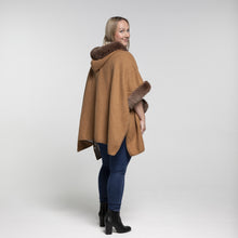 Load image into Gallery viewer, THSP1043: Camel: Faux Fur Plain Sleeve Cape Coat