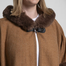 Load image into Gallery viewer, THSP1043: Camel: Faux Fur Plain Sleeve Cape Coat