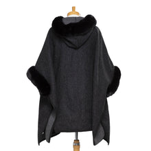 Load image into Gallery viewer, THSP1045: Black: Faux Fur Plain Sleeve Cape Coat