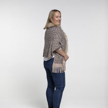Load image into Gallery viewer, THSP1048: Mushroom: Faux Fur Leopard Sleeve Cape Wrap