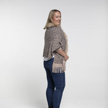 Load image into Gallery viewer, THSP1048: Mushroom: Faux Fur Leopard Sleeve Cape Wrap
