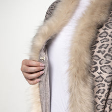 Load image into Gallery viewer, THSP1048: Mushroom: Faux Fur Leopard Sleeve Cape Wrap