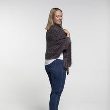 Load image into Gallery viewer, THSP1049: Grey: Faux Fur Leopard Sleeve Cape Wrap