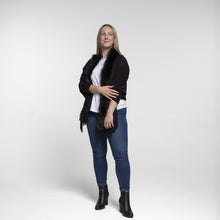 Load image into Gallery viewer, THSP1051: Black: Faux Fur Plain Sleeve Cape Wrap