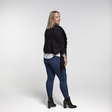 Load image into Gallery viewer, THSP1051: Black: Faux Fur Plain Sleeve Cape Wrap