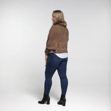 Load image into Gallery viewer, THSP1052: Brown: Faux Fur Plain Sleeve Cape Wrap