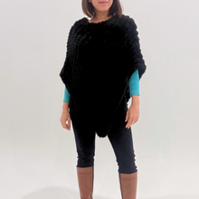Load image into Gallery viewer, THSP1064: Plush Black: Faux Fur Poncho