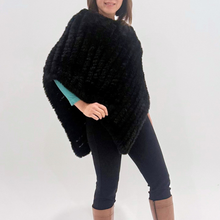Load image into Gallery viewer, THSP1064: Plush Black: Faux Fur Poncho