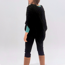 Load image into Gallery viewer, THSP1064: Plush Black: Faux Fur Poncho