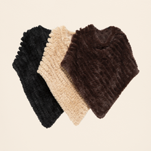 Load image into Gallery viewer, THSP1064: Plush Black: Faux Fur Poncho