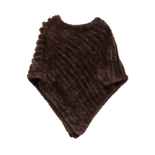 Load image into Gallery viewer, THSP1065: Brown: Plush Faux Fur Poncho