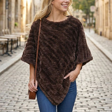 Load image into Gallery viewer, THSP1065: Brown: Plush Faux Fur Poncho
