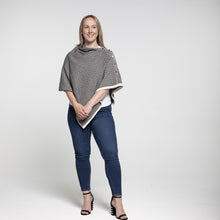Load image into Gallery viewer, THSP2023: Black: Herringbone w Button Poncho