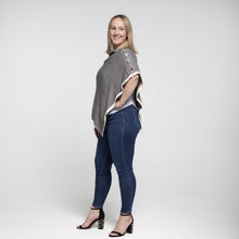 Load image into Gallery viewer, THSP2023: Black: Herringbone w Button Poncho