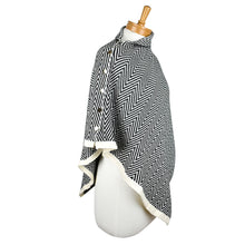 Load image into Gallery viewer, THSP2023: Black: Herringbone w Button Poncho