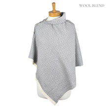 Load image into Gallery viewer, Herringbone w Button Poncho | Grey
