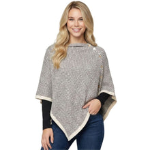 Load image into Gallery viewer, THSP2024: Grey: Herringbone w Button Poncho